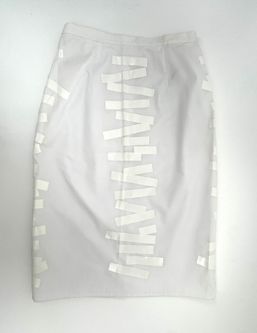 Christopher Kane White Satin Ribbon Appliqué Pencil Skirt EU 38 US 6